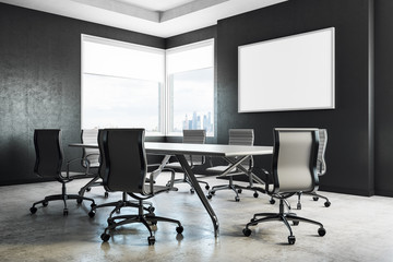 Modern meeting room with billboard