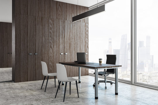 Wooden office interior with copy space