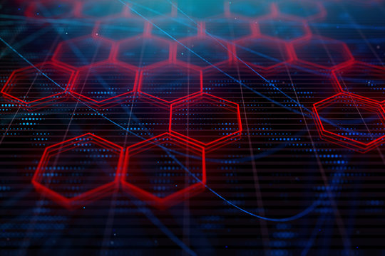 Digital Red Hexagon Background