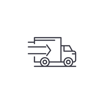 Fast truck delivery linear icon concept. Fast truck delivery line vector sign, symbol, illustration.
