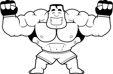 Cartoon MMA Fighter Celebrating