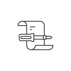 Fulfilled works report linear icon concept. Fulfilled works report line vector sign, symbol, illustration.