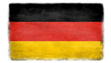 German flag with traces of use in battle and destruction from difficult warfare