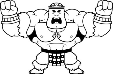 Cartoon Zulu Warrior Angry