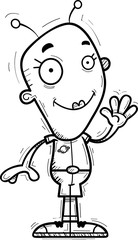 Obraz premium Cartoon Alien Woman Waving