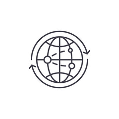 Global business linear icon concept. Global business line vector sign, symbol, illustration.