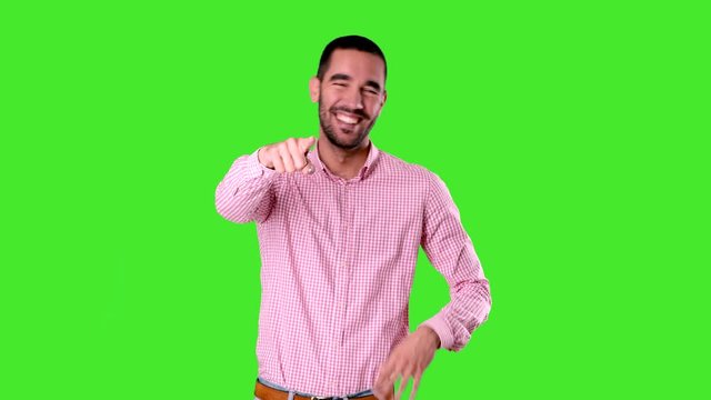 Funny young man laughing at you - Chroma background