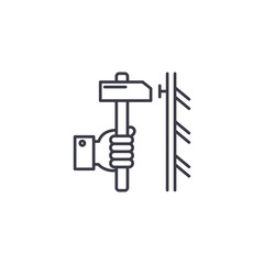 Hammer linear icon concept. Hammer line vector sign, symbol, illustration.