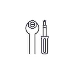 Hand tools linear icon concept. Hand tools line vector sign, symbol, illustration.