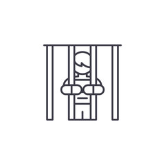 Imprisonment linear icon concept. Imprisonment line vector sign, symbol, illustration.
