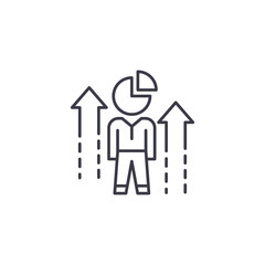 Increase of share linear icon concept. Increase of share line vector sign, symbol, illustration.