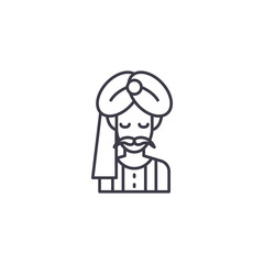 Indian man linear icon concept. Indian man line vector sign, symbol, illustration.