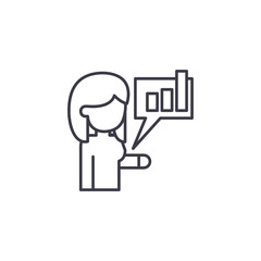 Informing about achievements linear icon concept. Informing about achievements line vector sign, symbol, illustration.