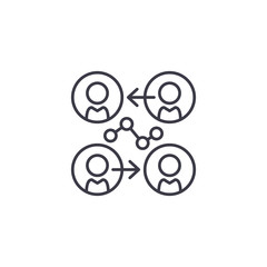 Interactions with customers linear icon concept. Interactions with customers line vector sign, symbol, illustration.