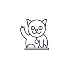 Japan cat linear icon concept. Japan cat line vector sign, symbol, illustration.