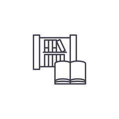 Library and books linear icon concept. Library and books line vector sign, symbol, illustration.