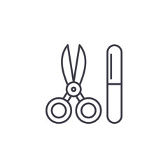 Manicure tools linear icon concept. Manicure tools line vector sign, symbol, illustration.