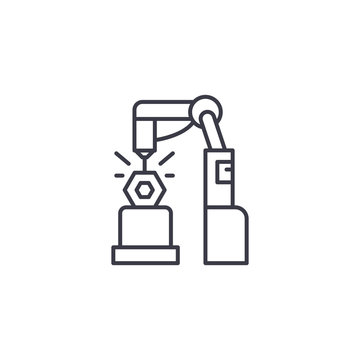 Manufacturing linear icon concept. Manufacturing line vector sign, symbol, illustration.
