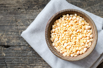 Bowl of yellow dry split peas