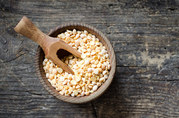 Bowl of yellow dry split peas