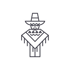 Mexican man linear icon concept. Mexican man line vector sign, symbol, illustration.