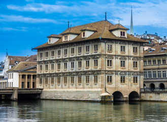 Fototapeta premium Variety of facades in the city center of Zurich 