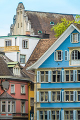 Fototapeta na wymiar Variety of facades in the city center of Zurich 