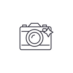Photo camera linear icon concept. Photo camera line vector sign, symbol, illustration.