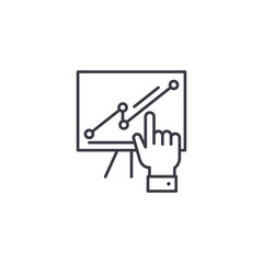 Obraz premium Presentation growth analytics linear icon concept. Presentation growth analytics line vector sign, symbol, illustration.