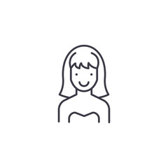Pretty woman linear icon concept. Pretty woman line vector sign, symbol, illustration.