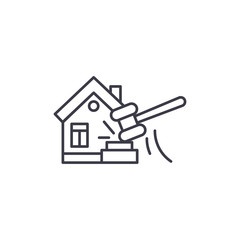 Real estate auction linear icon concept. Real estate auction line vector sign, symbol, illustration.