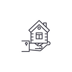 Fototapeta na wymiar Real estate market supply linear icon concept. Real estate market supply line vector sign, symbol, illustration.