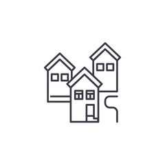 Residential block linear icon concept. Residential block line vector sign, symbol, illustration.