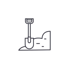 Round-pointed shovel linear icon concept. Round-pointed shovel line vector sign, symbol, illustration.