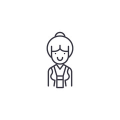 Saleswoman linear icon concept. Saleswoman line vector sign, symbol, illustration.
