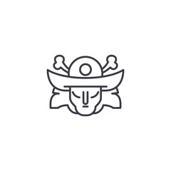Samurai mask linear icon concept. Samurai mask line vector sign, symbol, illustration.
