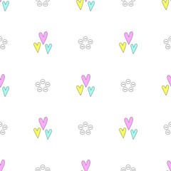 Seamless baby pattern with hearts and face. Best Choice for cards, invitations, printing, party packs, blog backgrounds, paper craft, party invitations, digital scrapbooking.
