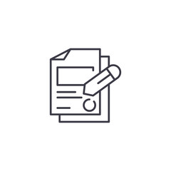 Signing documents linear icon concept. Signing documents line vector sign, symbol, illustration.