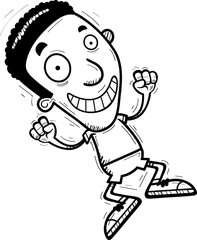 Cartoon Black Man Jumping