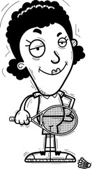 Confident Cartoon Black Badminton Player