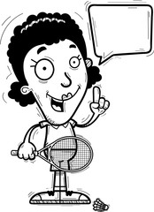 Cartoon Black Badminton Player Talking