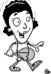 Cartoon Black Badminton Player Walking