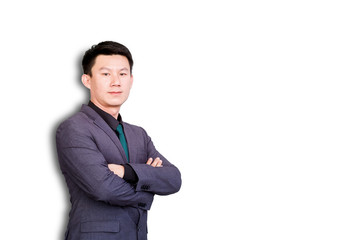 Asian Businessman and cross one's arm.