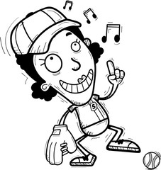 Cartoon Black Baseball Player Dancing