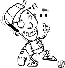 Cartoon Black Baseball Player Dancing