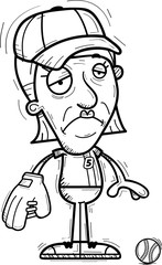 Sad Cartoon Senior Baseball Player