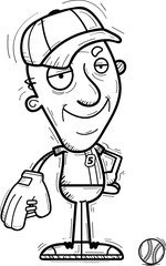 Confident Cartoon Senior Baseball Player