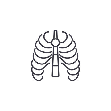 Thoracic cage linear icon concept. Thoracic cage line vector sign, symbol, illustration.