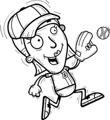 Cartoon Baseball Player Running