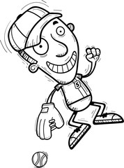 Cartoon Baseball Player Jumping